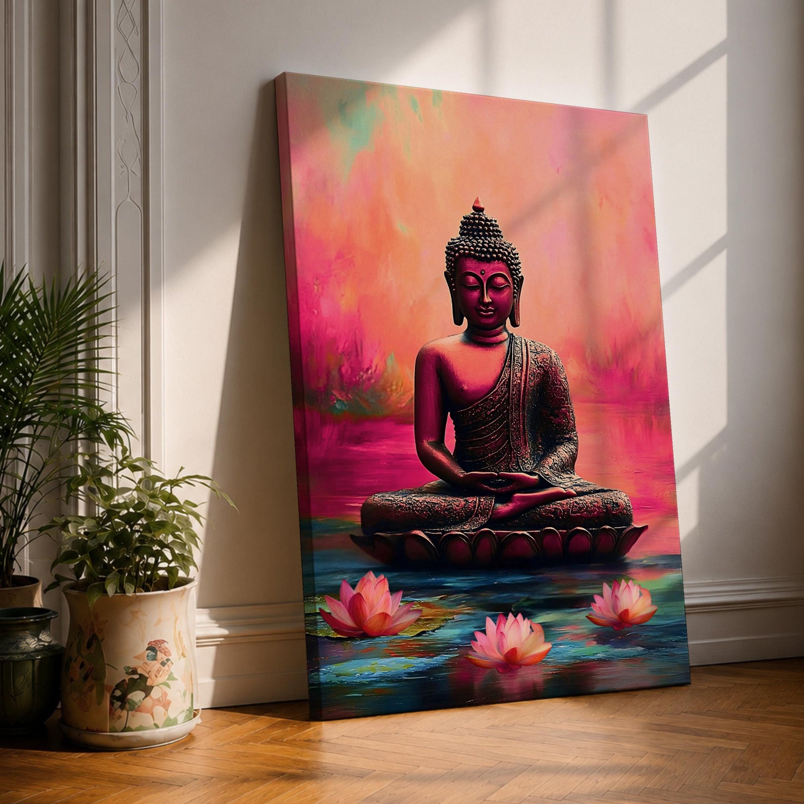 Shakyamuni Buddha Buddhist Wall Art Lotus Throne Religious Symbol Gift Meditation Room Home Decor