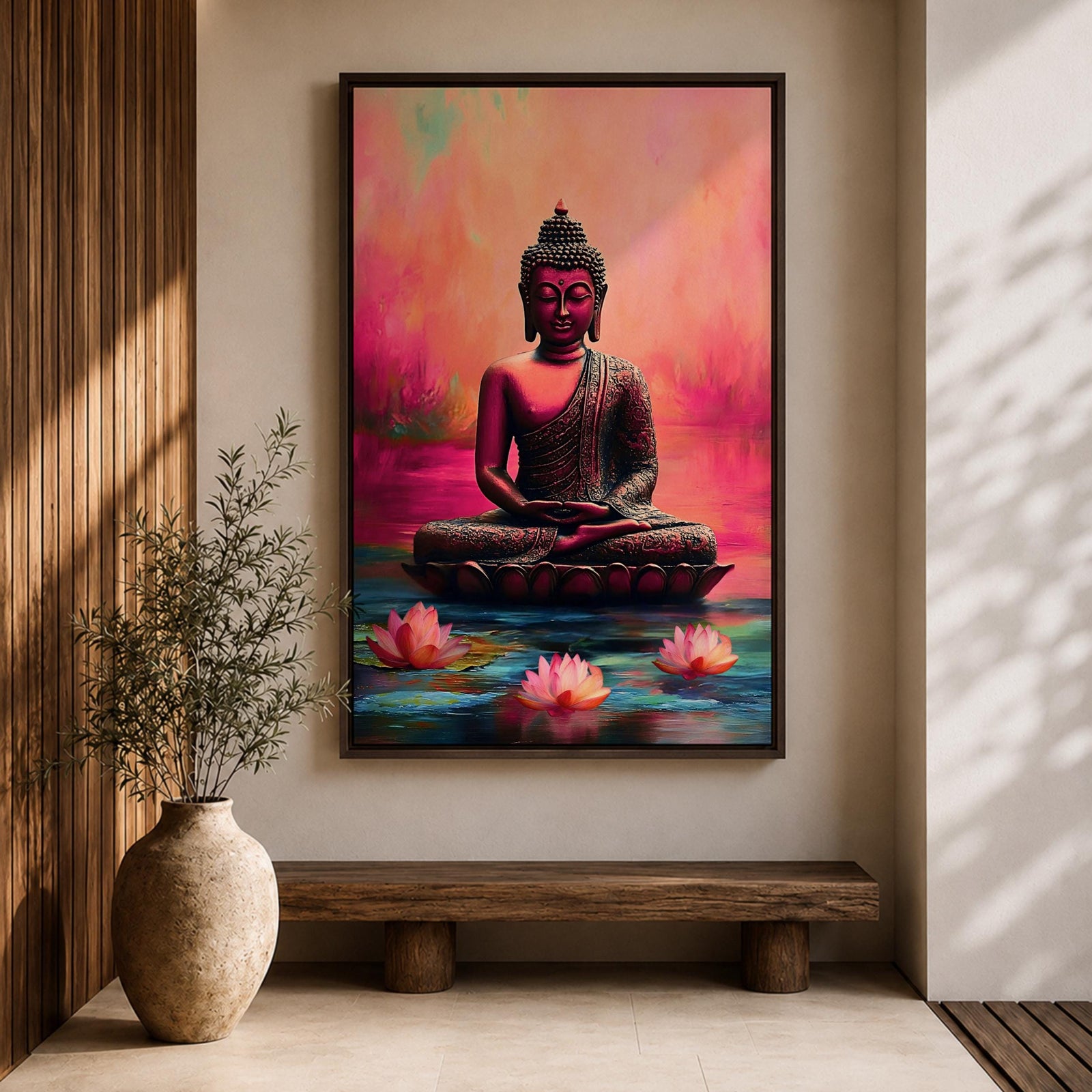 Shakyamuni Buddha Buddhist Wall Art Lotus Throne Religious Symbol Gift Meditation Room Home Decor