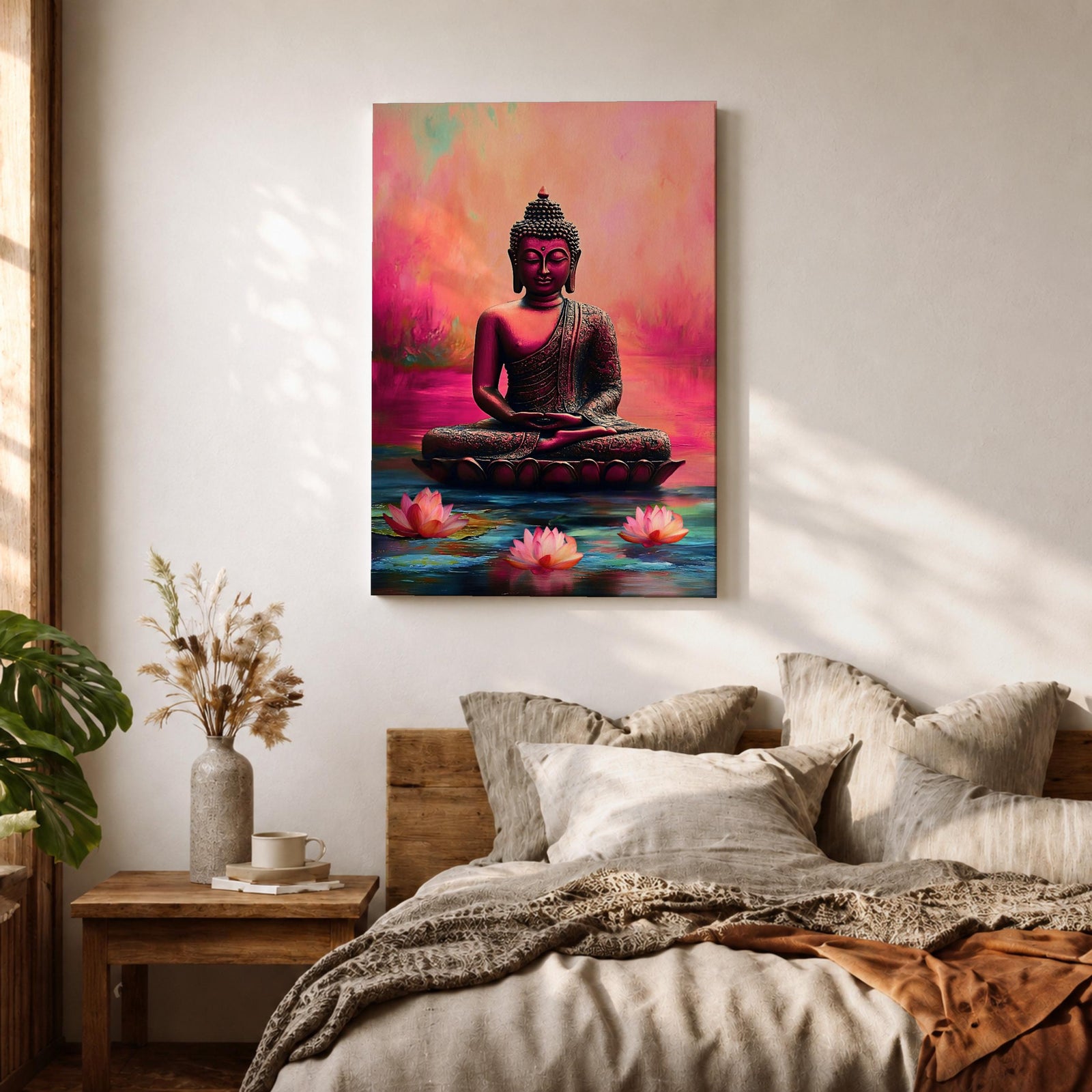 Shakyamuni Buddha Buddhist Wall Art Lotus Throne Religious Symbol Gift Meditation Room Home Decor