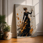 Add sophistication to your legal space with this Lady Justice Wall Art, featuring a striking abstract depiction of the blindfolded goddess holding the scales of justice. Bold gold splashes and expressive brushstrokes create a powerful canvas print for lawyer offices, law firms, and courtrooms.