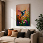 Hummingbird Nectar Bird Wall Art Floral Bloom Nature Abstract Gift Living Room Home Decor