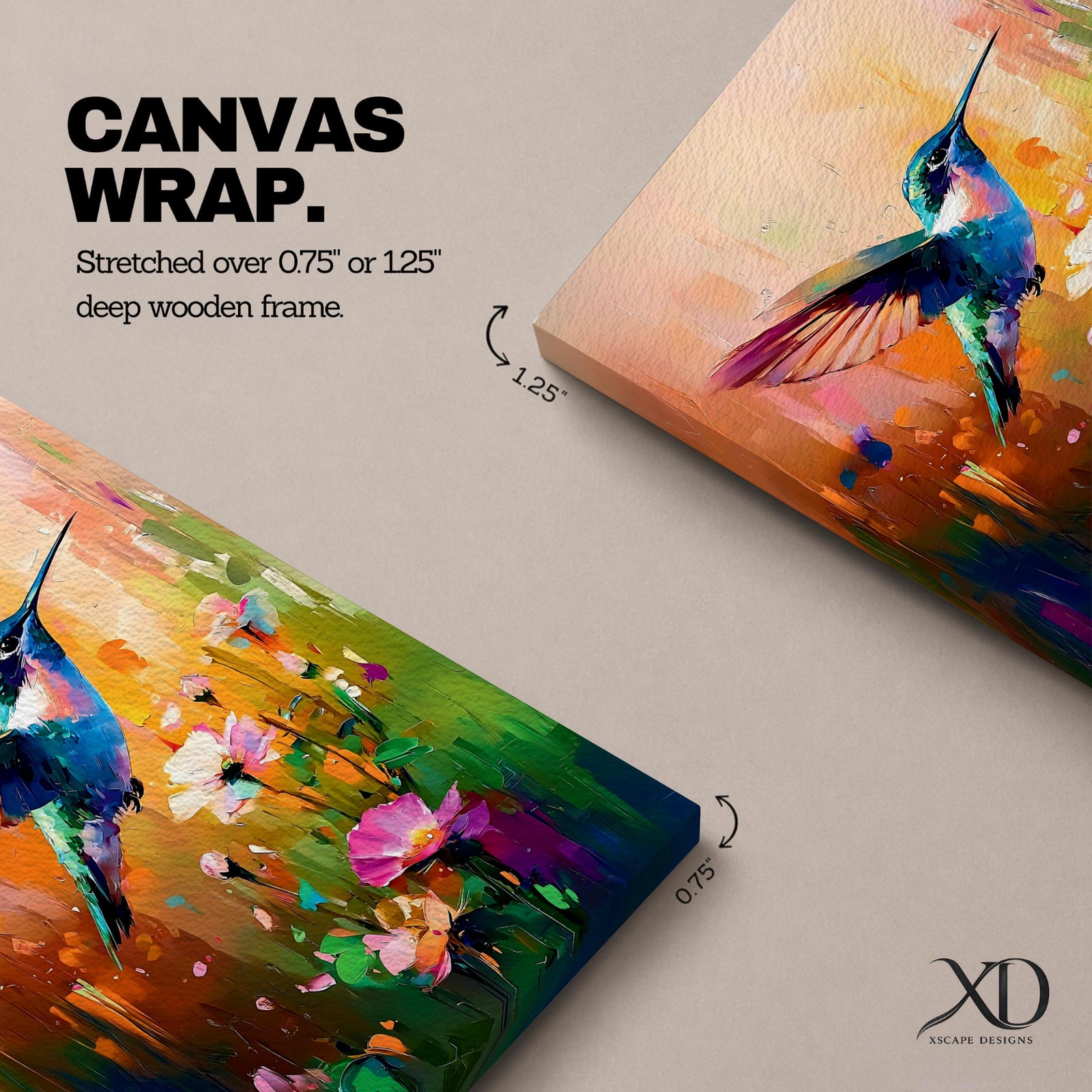 Hummingbird Nectar Bird Wall Art Floral Bloom Nature Abstract Gift Living Room Home Decor