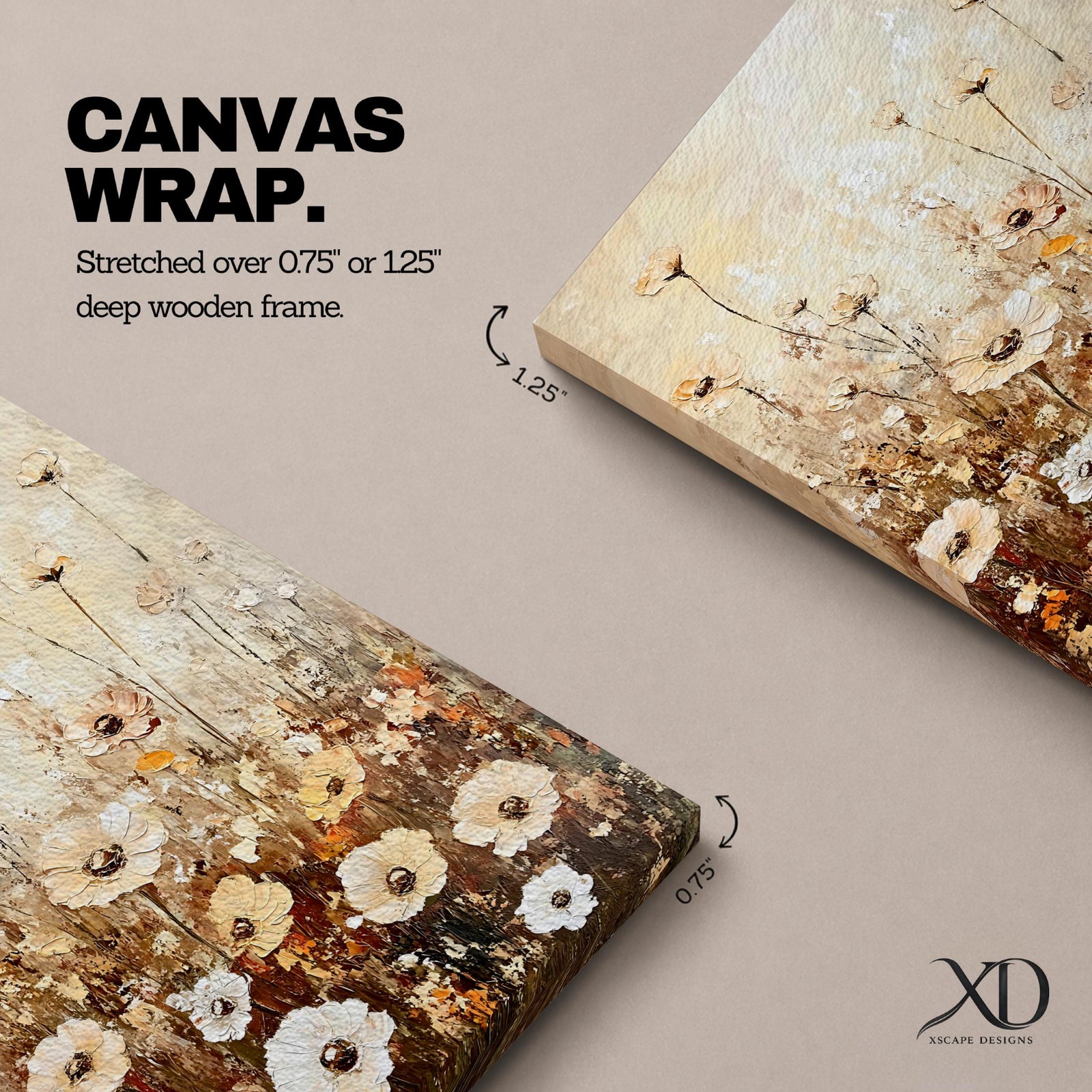 A vintage-style framed canvas painting depicting a wildflower bouquet with delicate, textured flowers and tall stems against a muted background. The artwork features a rustic, botanical aesthetic with soft, natural tones and a cottagecore vibe, emphasizing floral beauty in an antique visual style.