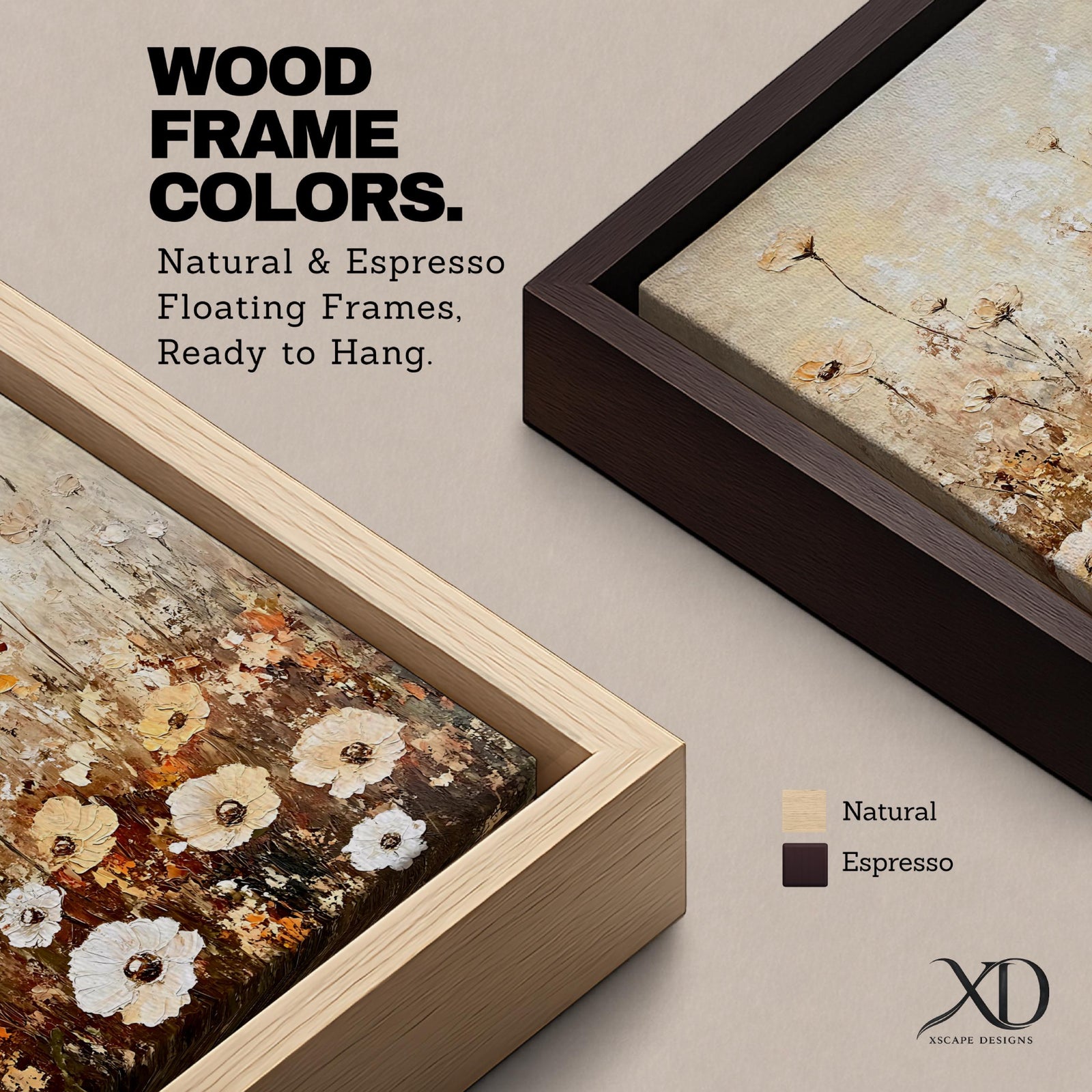 A vintage-style framed canvas painting depicting a wildflower bouquet with delicate, textured flowers and tall stems against a muted background. The artwork features a rustic, botanical aesthetic with soft, natural tones and a cottagecore vibe, emphasizing floral beauty in an antique visual style.