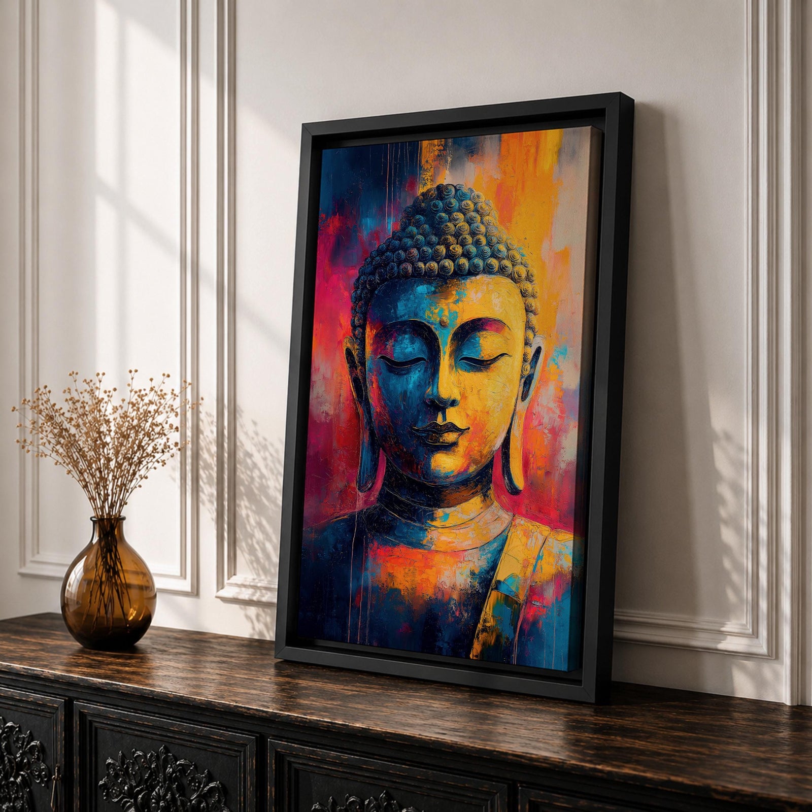 Buddha Buddhist Wall Art Gautama Shakyamuni Abstract Zen Gift Yoga Studio Room Home Decor