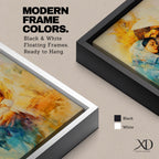 A framed canvas artwork depicting the Holy Family with Mary, Joseph, and baby Jesus in a tender embrace. The painting features warm tones and soft brush strokes, capturing the intimate moment of the Nativity scene with a focus on the figures' expressions and clothing details.