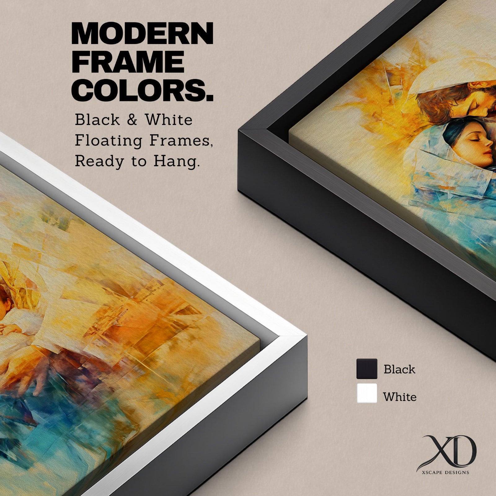 A framed canvas artwork depicting the Holy Family with Mary, Joseph, and baby Jesus in a tender embrace. The painting features warm tones and soft brush strokes, capturing the intimate moment of the Nativity scene with a focus on the figures' expressions and clothing details.