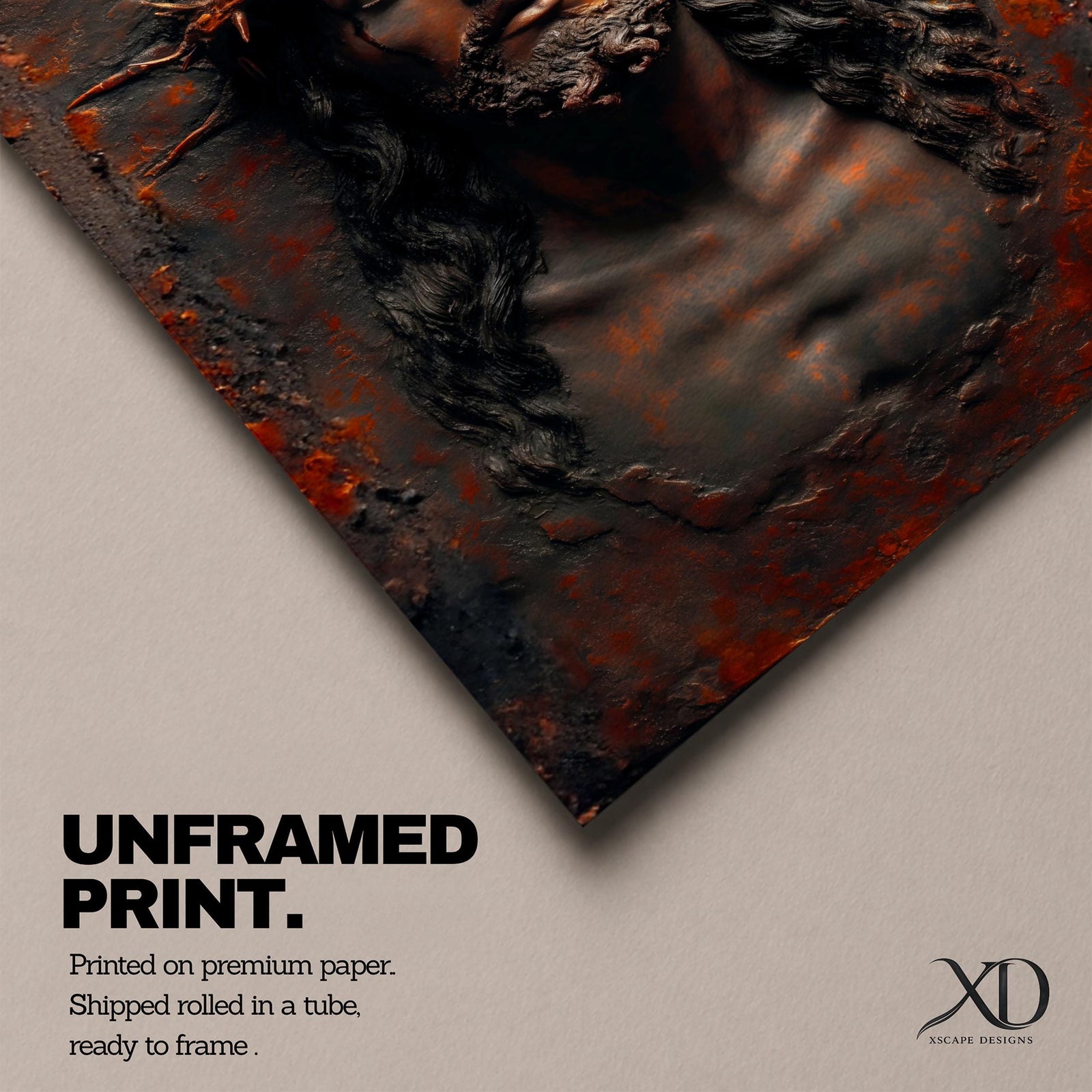 A detailed framed canvas wall art depicting Jesus wearing a crown of thorns with eyes closed and a sorrowful expression. The artwork captures the emotional intensity of Christ of Sorrows with textured, realistic features emphasizing the crown and facial hair, set against a dark, rustic background.