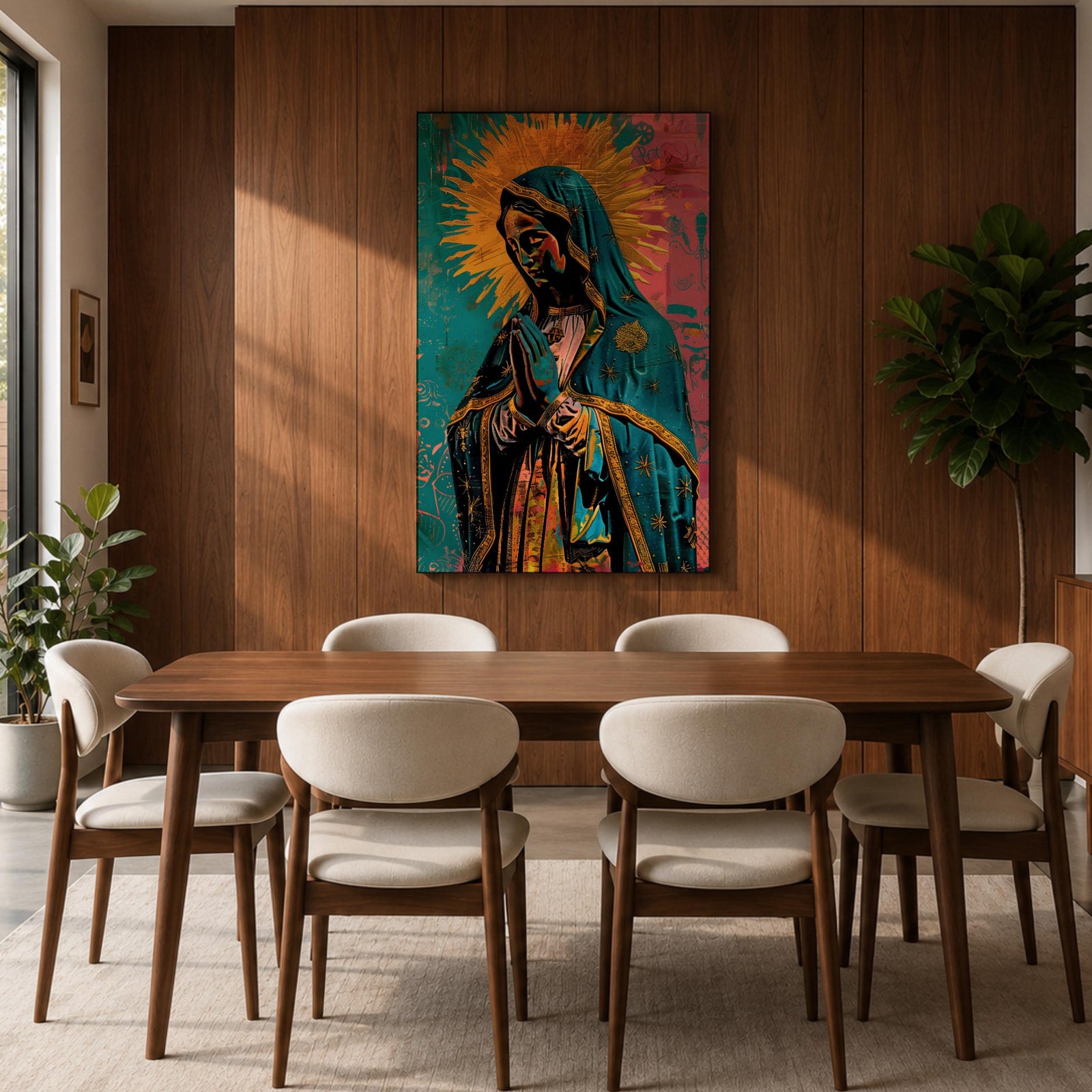 La Virgen Morena Wall Art Virgin of Guadalupe Framed Canvas Mexican Catholic Religious Decor