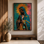 La Virgen Morena Wall Art Virgin of Guadalupe Framed Canvas Mexican Catholic Religious Decor