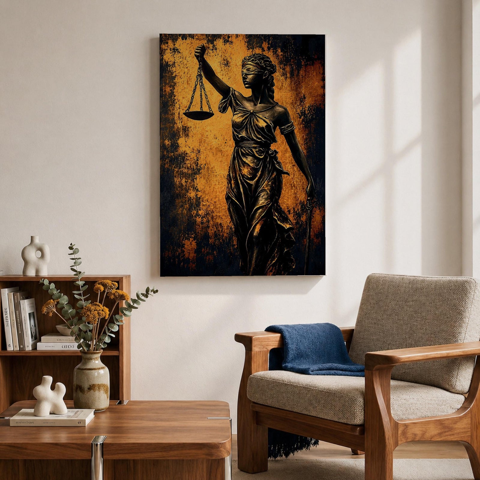 Lady Justice Wall Art Legal Symbol Scales Abstract Modern Gift Law Office Home Decor