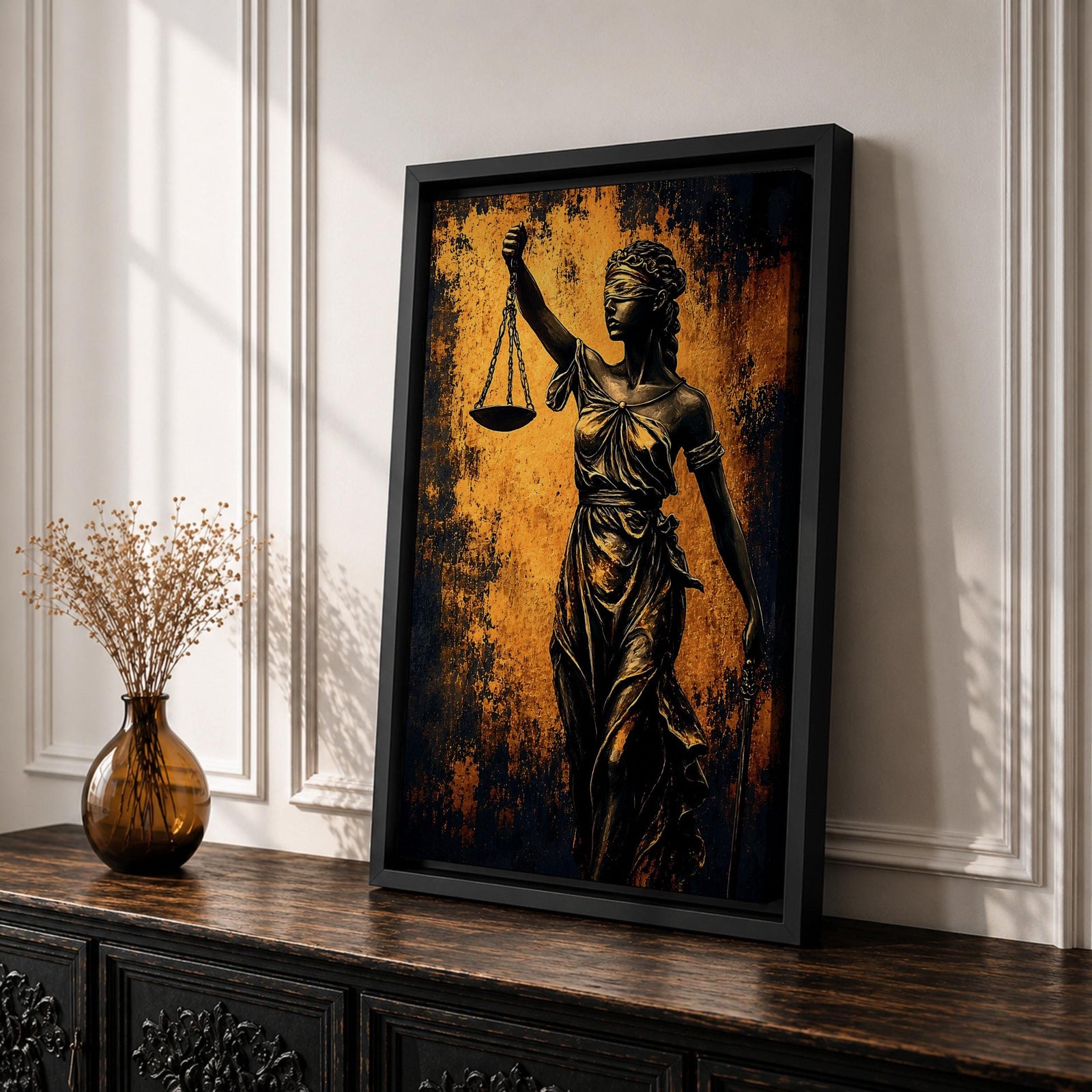 Lady Justice Wall Art Legal Symbol Scales Abstract Modern Gift Law Office Home Decor