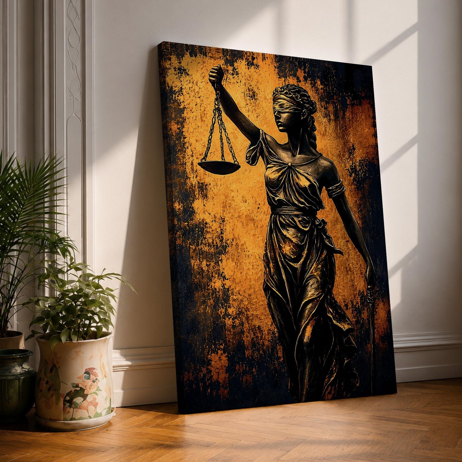 Lady Justice Wall Art Legal Symbol Scales Abstract Modern Gift Law Office Home Decor