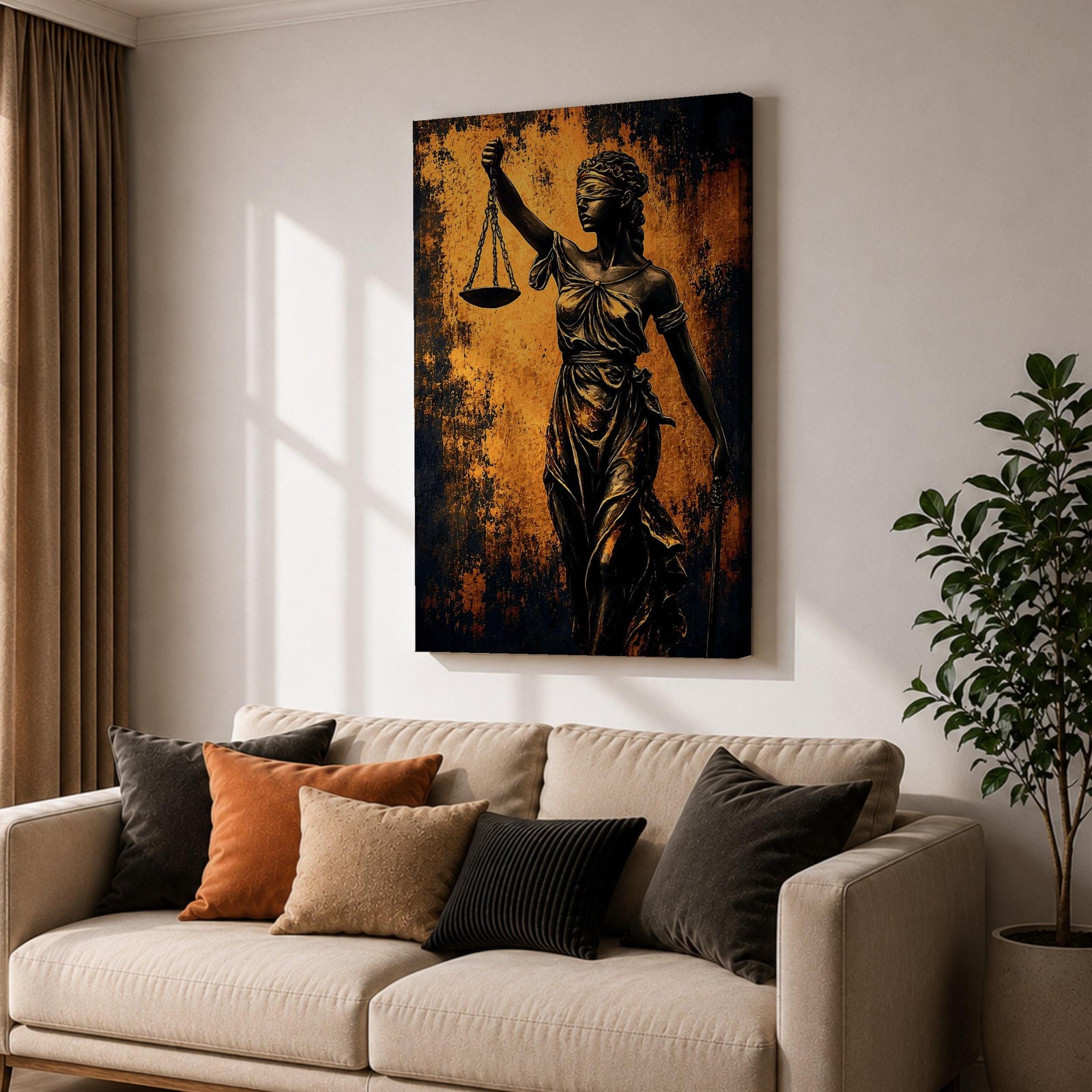Lady Justice Wall Art Legal Symbol Scales Abstract Modern Gift Law Office Home Decor