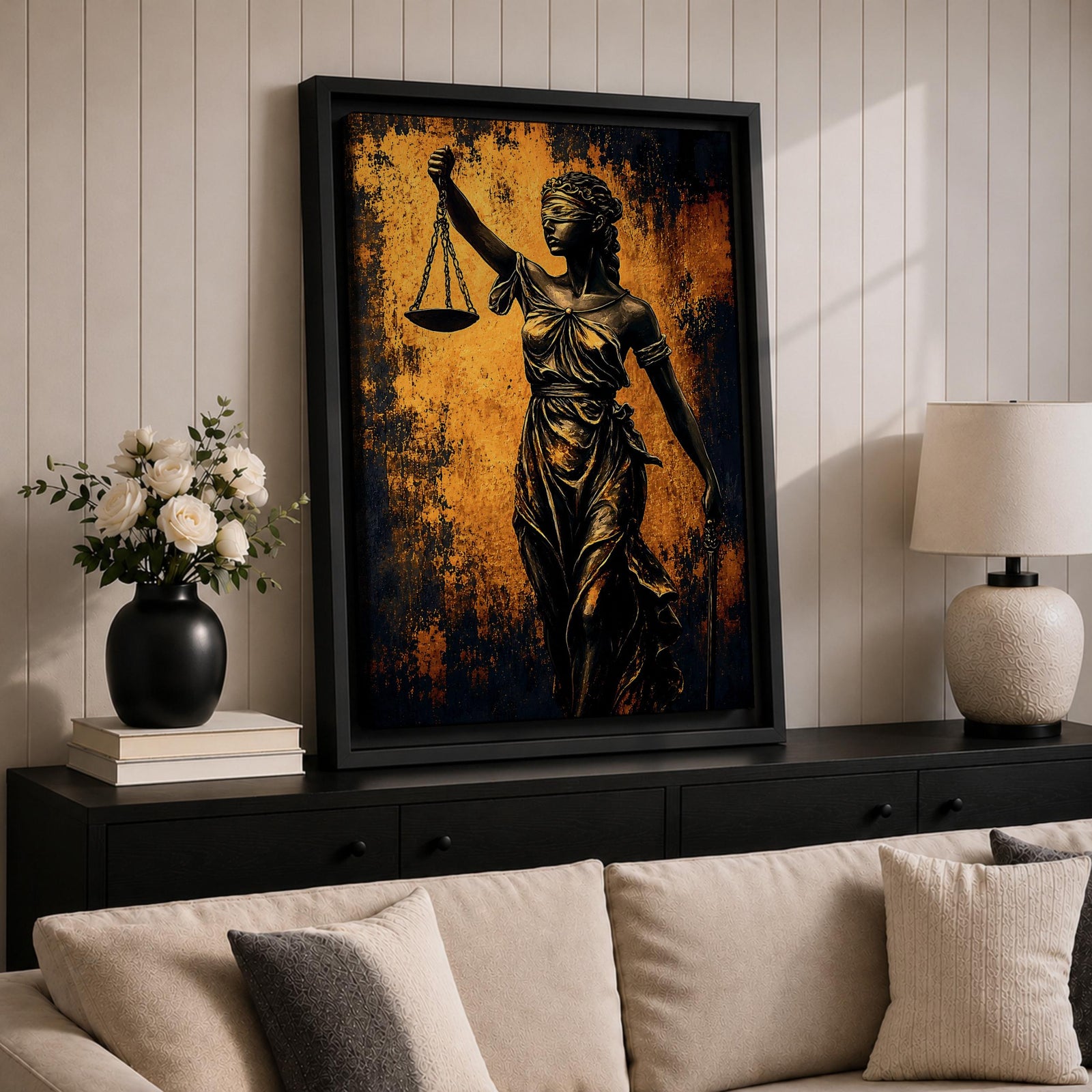 Lady Justice Wall Art Legal Symbol Scales Abstract Modern Gift Law Office Home Decor