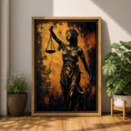 Lady Justice Wall Art Legal Symbol Scales Abstract Modern Gift Law Office Home Decor