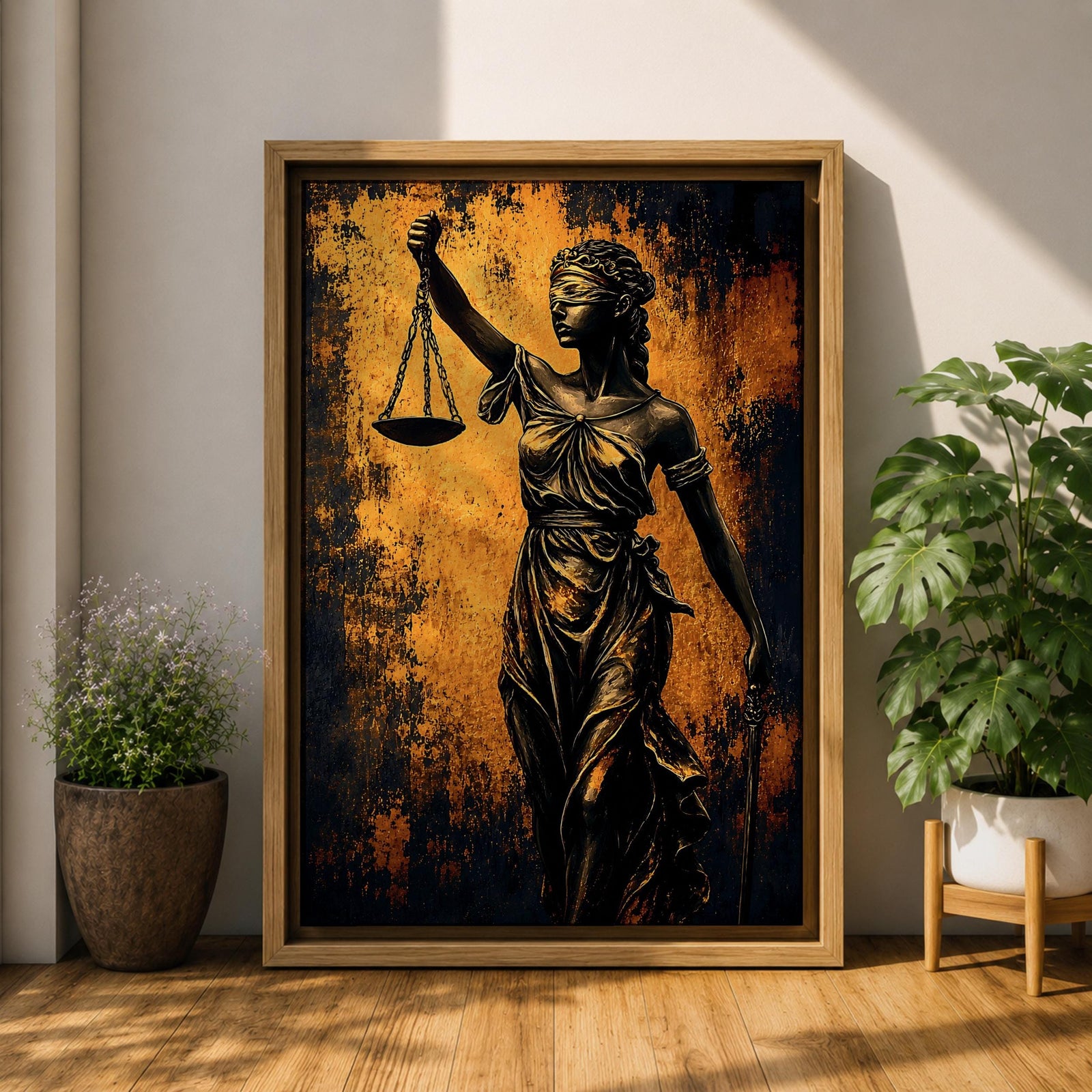 Lady Justice Wall Art Legal Symbol Scales Abstract Modern Gift Law Office Home Decor