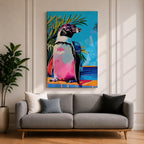 Penguin Tropical Bird Animal Wall Art Poolside Abstract Gift Living Room Office Home Decor