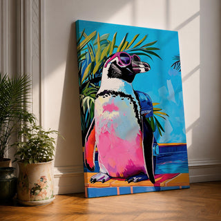 Penguin Tropical Bird Animal Wall Art Poolside Abstract Gift Living Room Office Home Decor