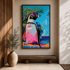 Penguin Tropical Bird Animal Wall Art Poolside Abstract Gift Living Room Office Home Decor