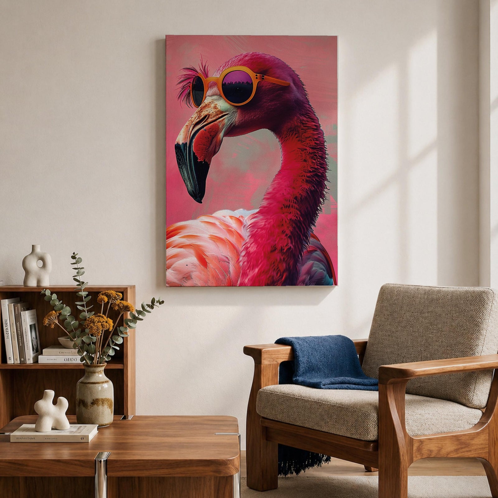Flamingo Tropical Bird Wall Art Pink Flamingo Animal Symbol Gift Living Room Home Decor
