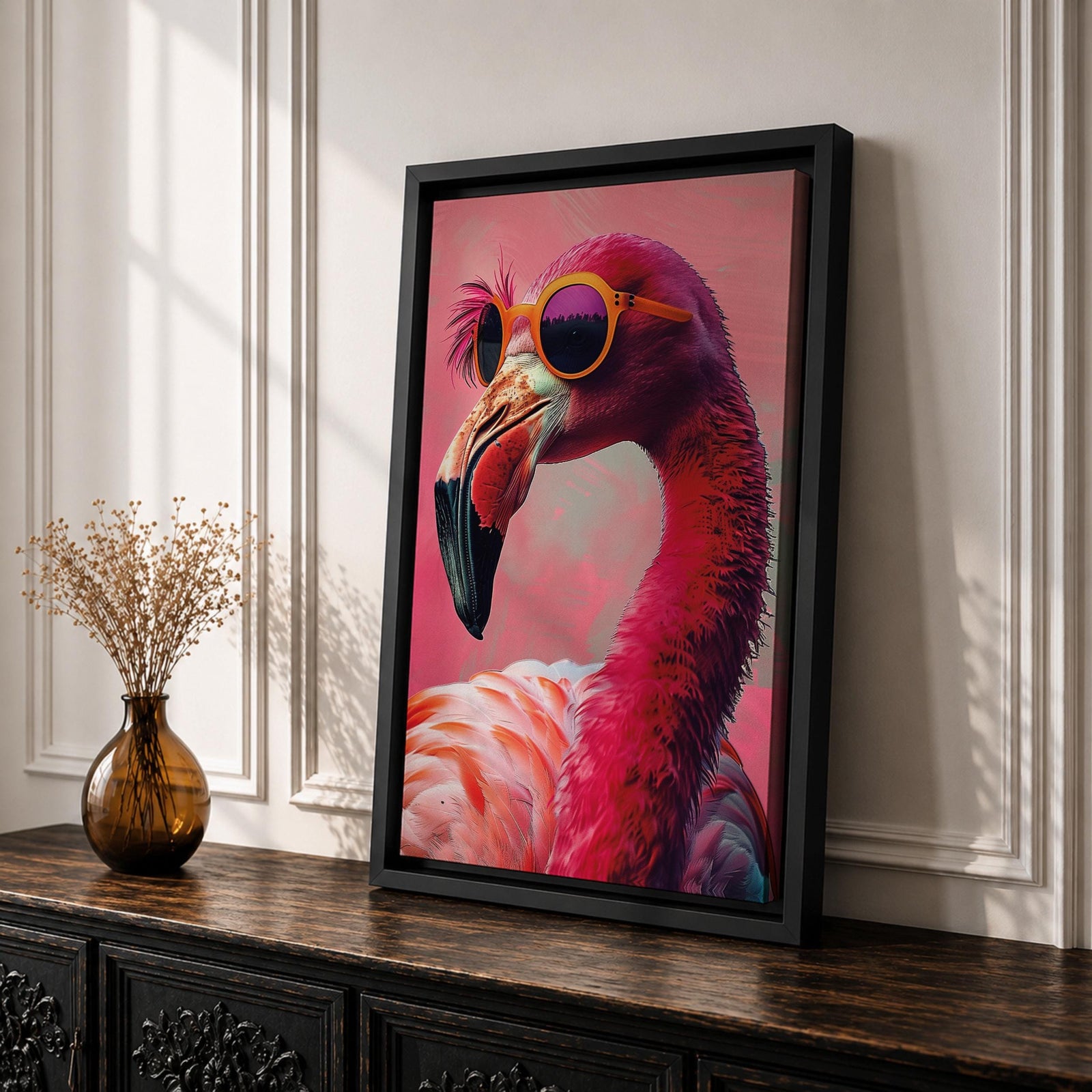 Flamingo Tropical Bird Wall Art Pink Flamingo Animal Symbol Gift Living Room Home Decor