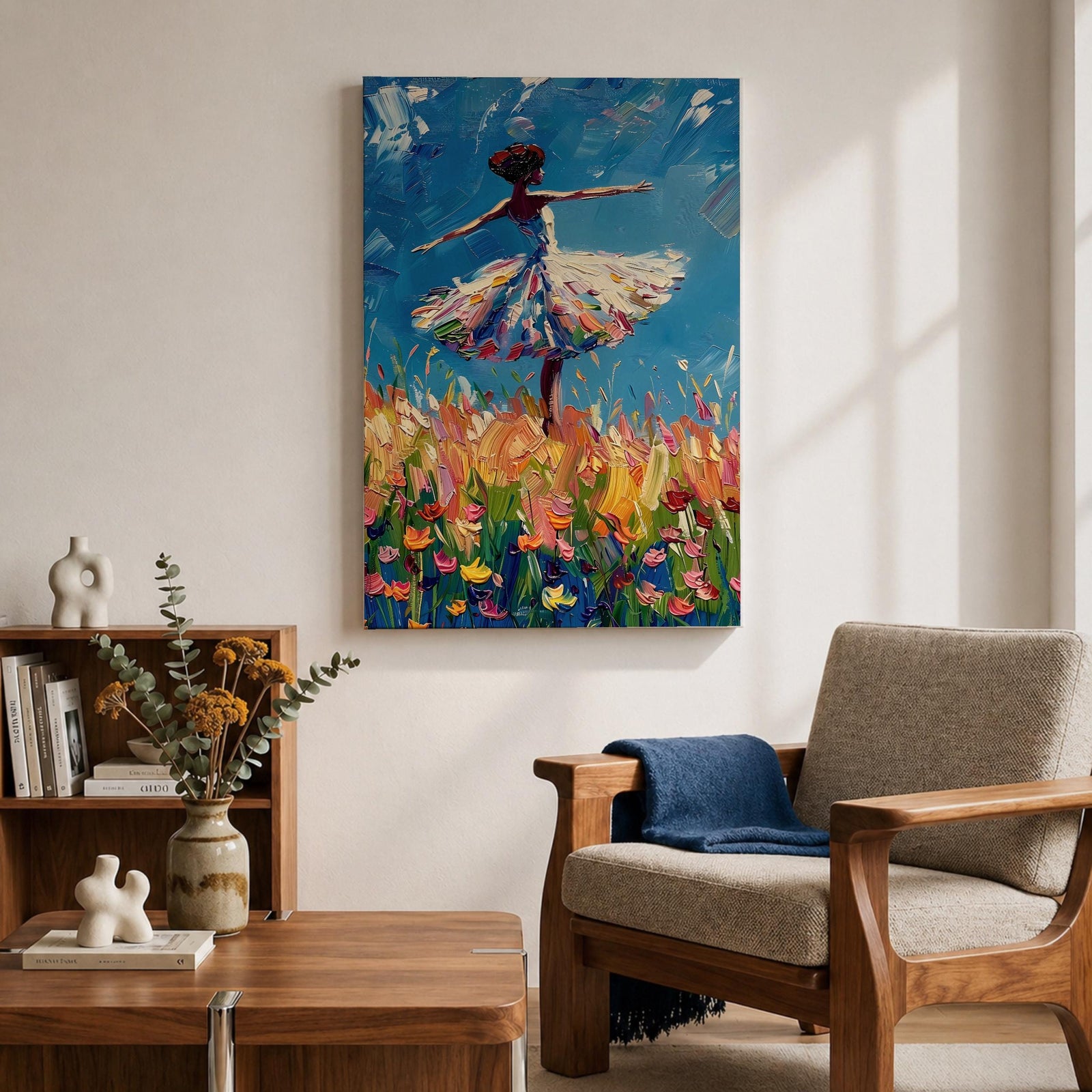 Ballerina Ballet Wall Art Dance Figure Floral Abstract Gift Living Room Bedroom Home Decor