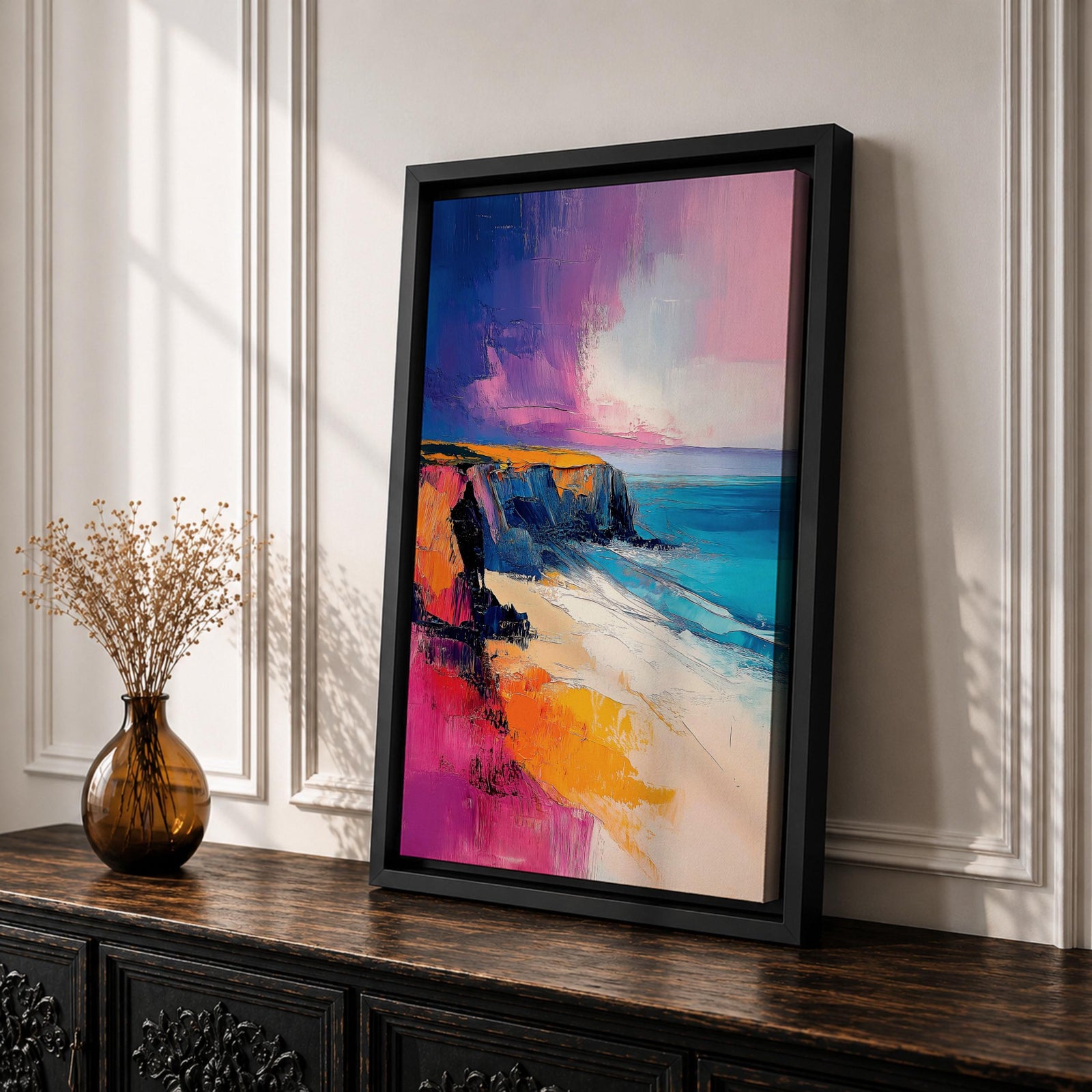 Coastal Cliffs Seascape Wall Art Ocean Coast View Abstract Gift Living Room Home Decor