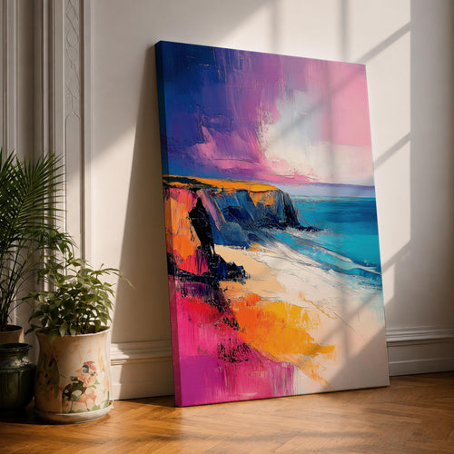 Coastal Cliffs Seascape Wall Art Ocean Coast View Abstract Gift Living Room Home Decor