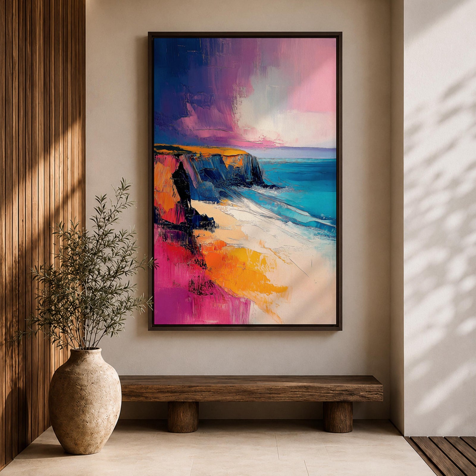 Coastal Cliffs Seascape Wall Art Ocean Coast View Abstract Gift Living Room Home Decor