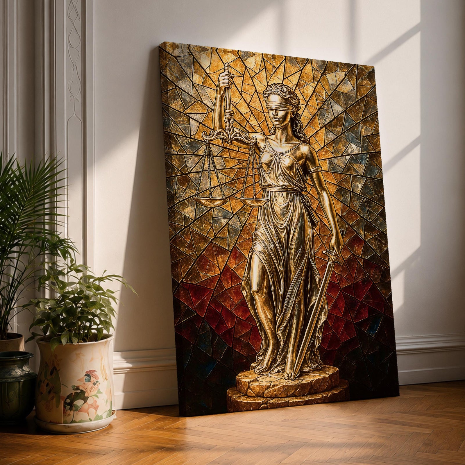 Lady Justice Legal Symbol Wall Art Justitia Stained Glass Gift Law Office Home Decor