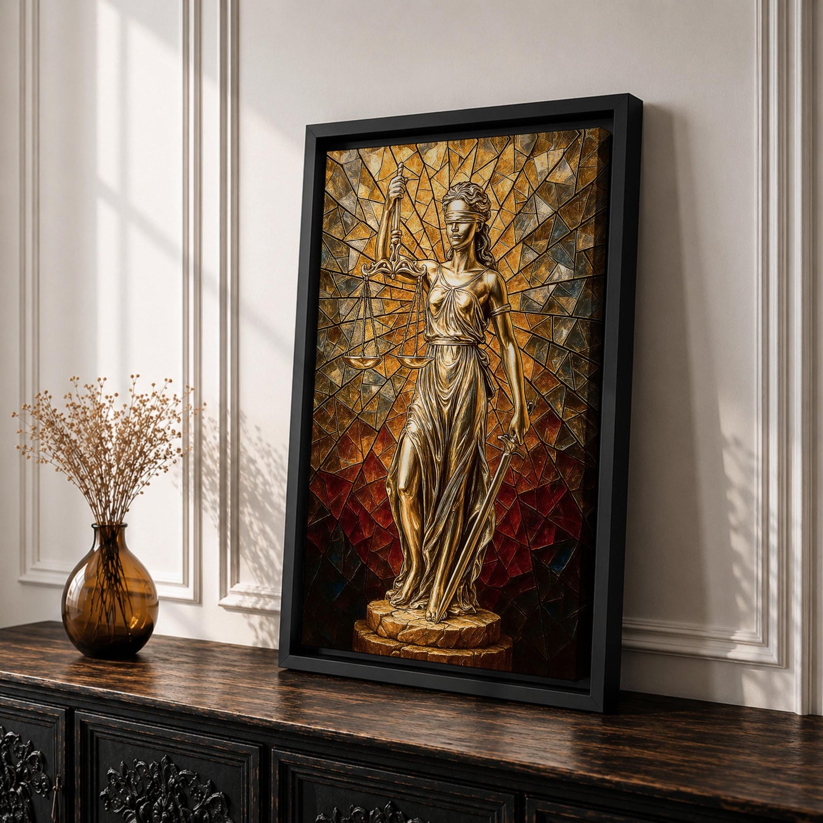 Lady Justice Legal Symbol Wall Art Justitia Stained Glass Gift Law Office Home Decor