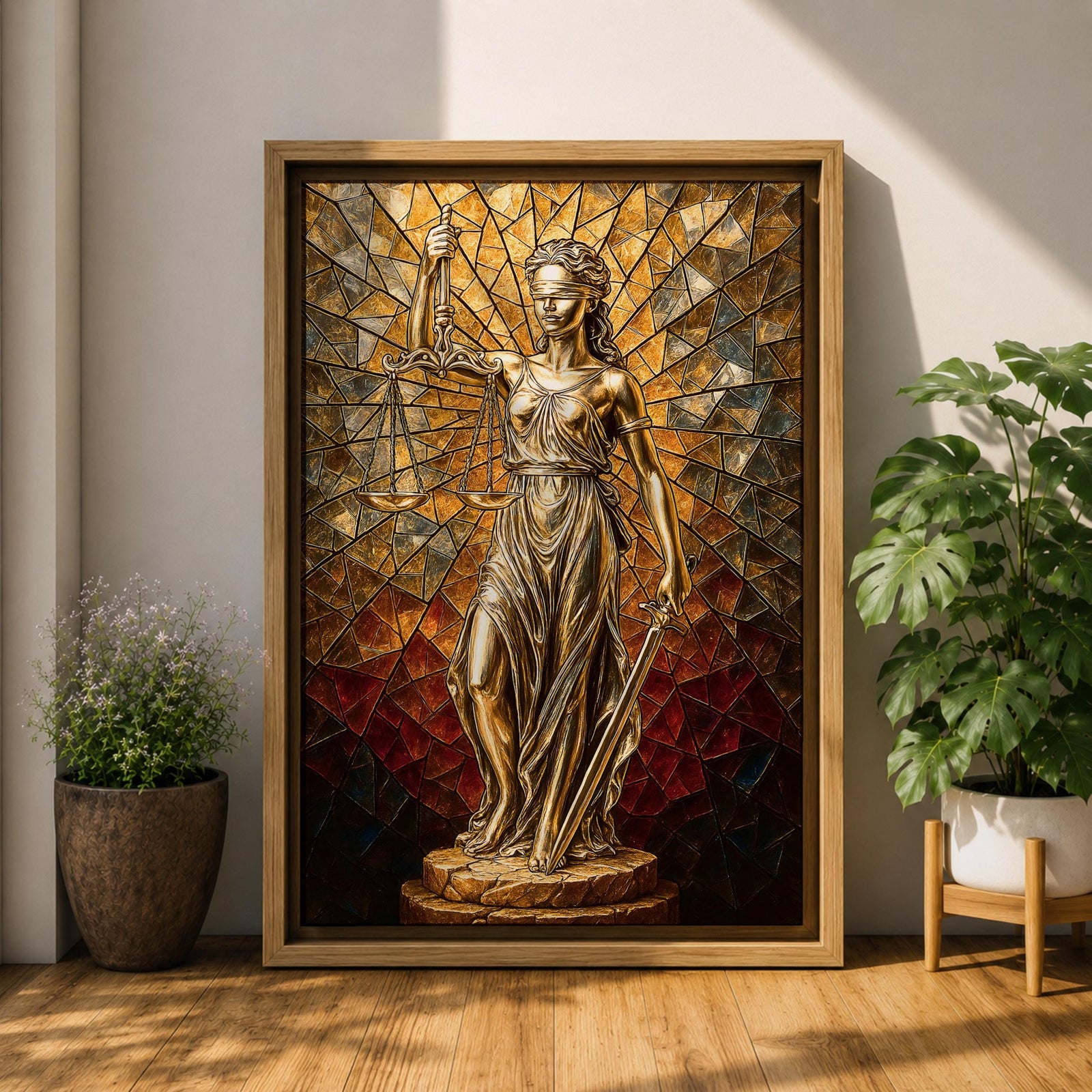 Lady Justice Legal Symbol Wall Art Justitia Stained Glass Gift Law Office Home Decor