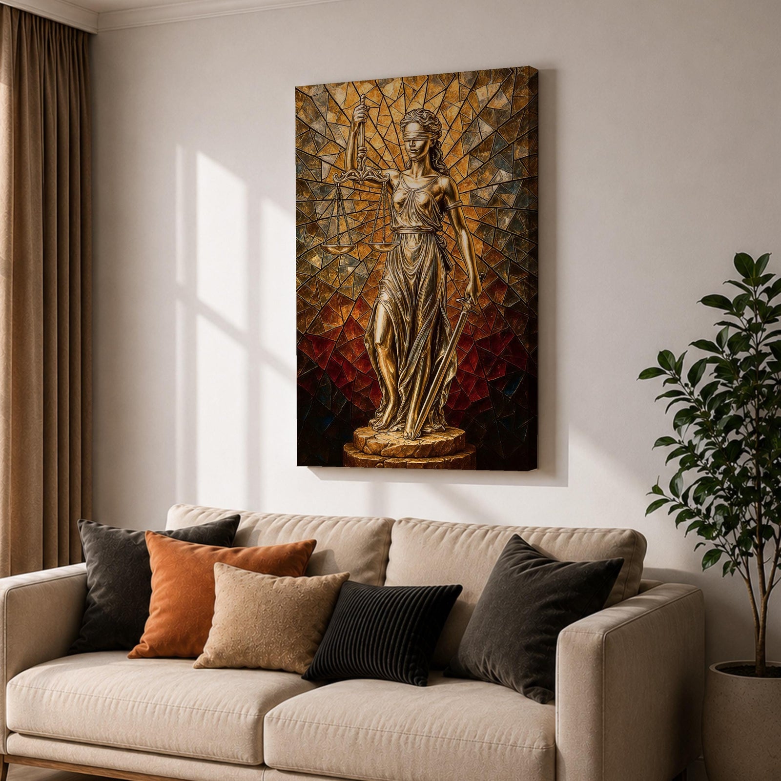 Lady Justice Legal Symbol Wall Art Justitia Stained Glass Gift Law Office Home Decor