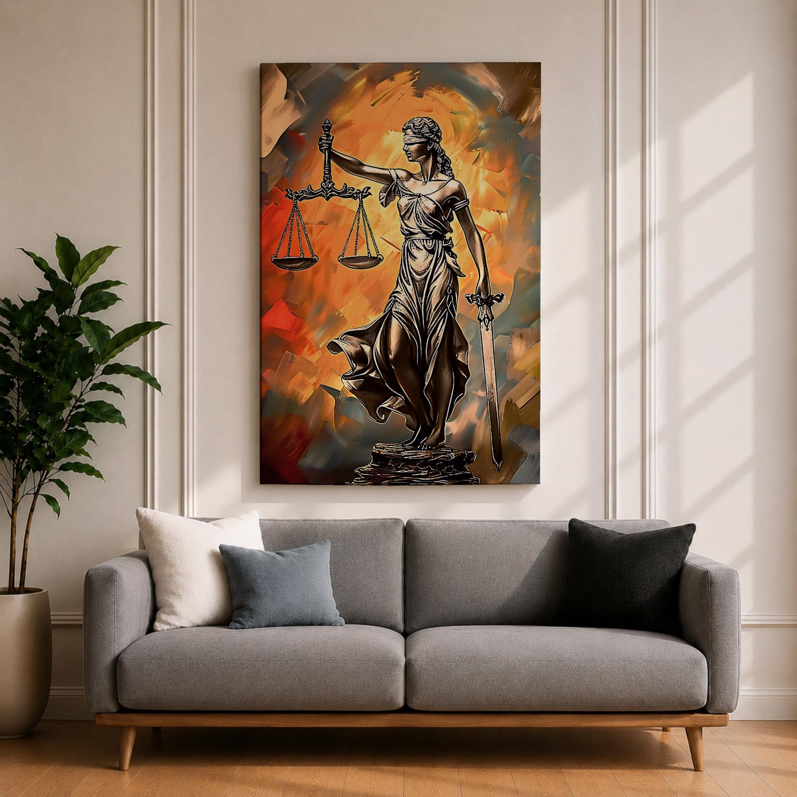 Lady Justice Legal Symbol Wall Art Justitia Abstract Gift Courtroom Law Office Home Decor