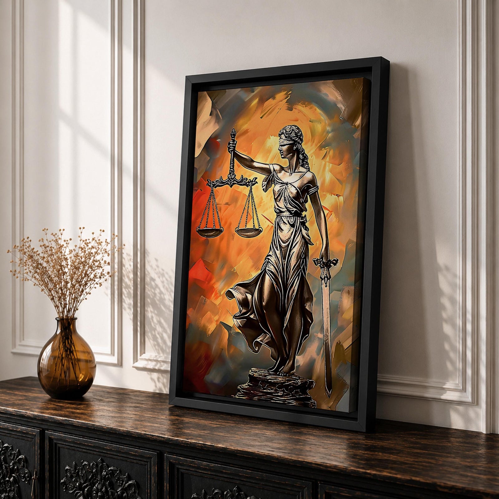 Lady Justice Legal Symbol Wall Art Justitia Abstract Gift Courtroom Law Office Home Decor