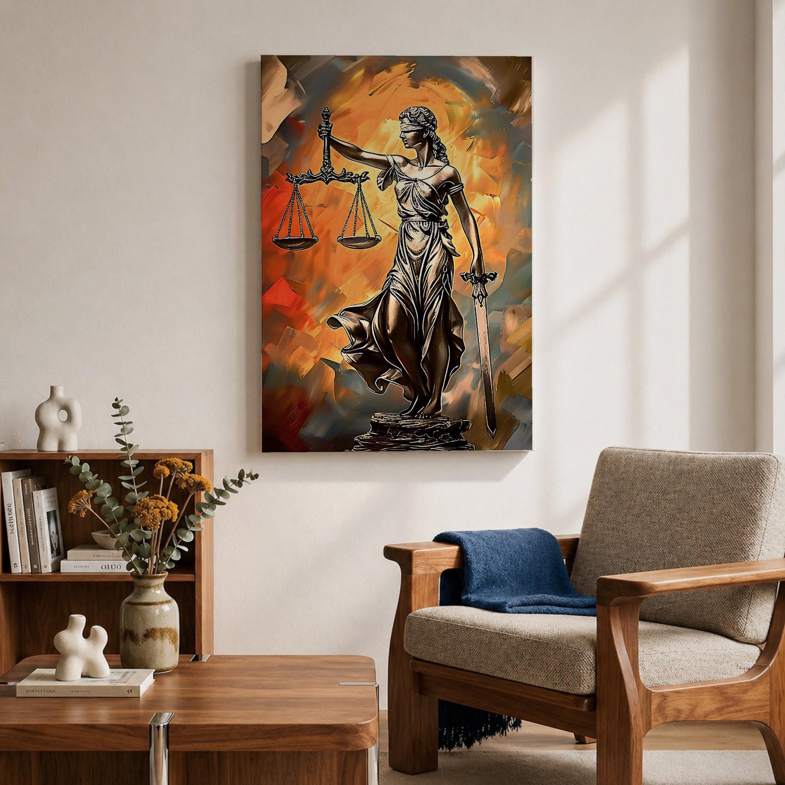 Lady Justice Legal Symbol Wall Art Justitia Abstract Gift Courtroom Law Office Home Decor