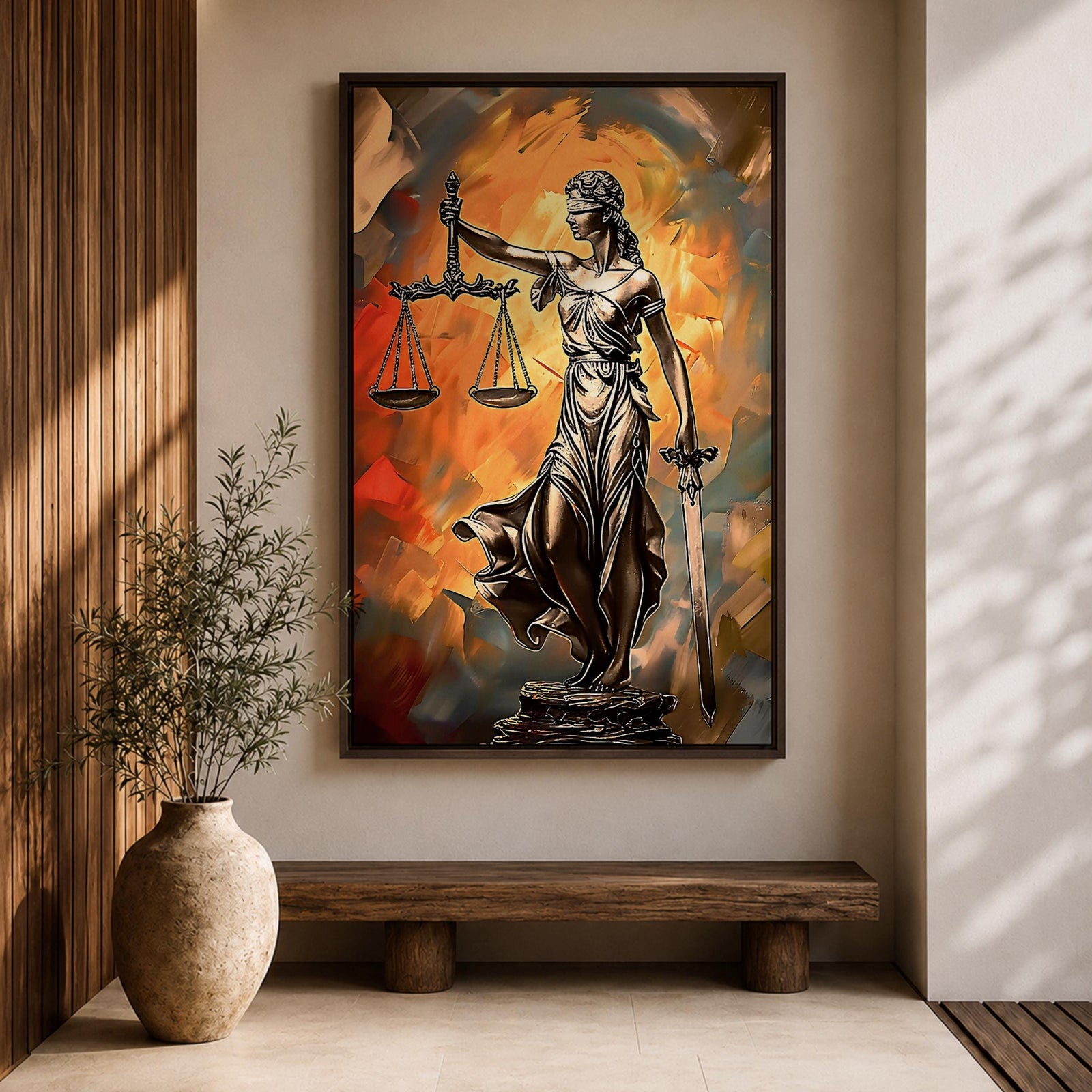 Lady Justice Legal Symbol Wall Art Justitia Abstract Gift Courtroom Law Office Home Decor
