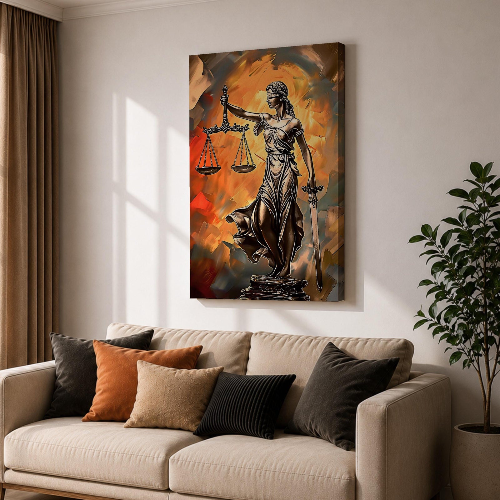 Lady Justice Legal Symbol Wall Art Justitia Abstract Gift Courtroom Law Office Home Decor