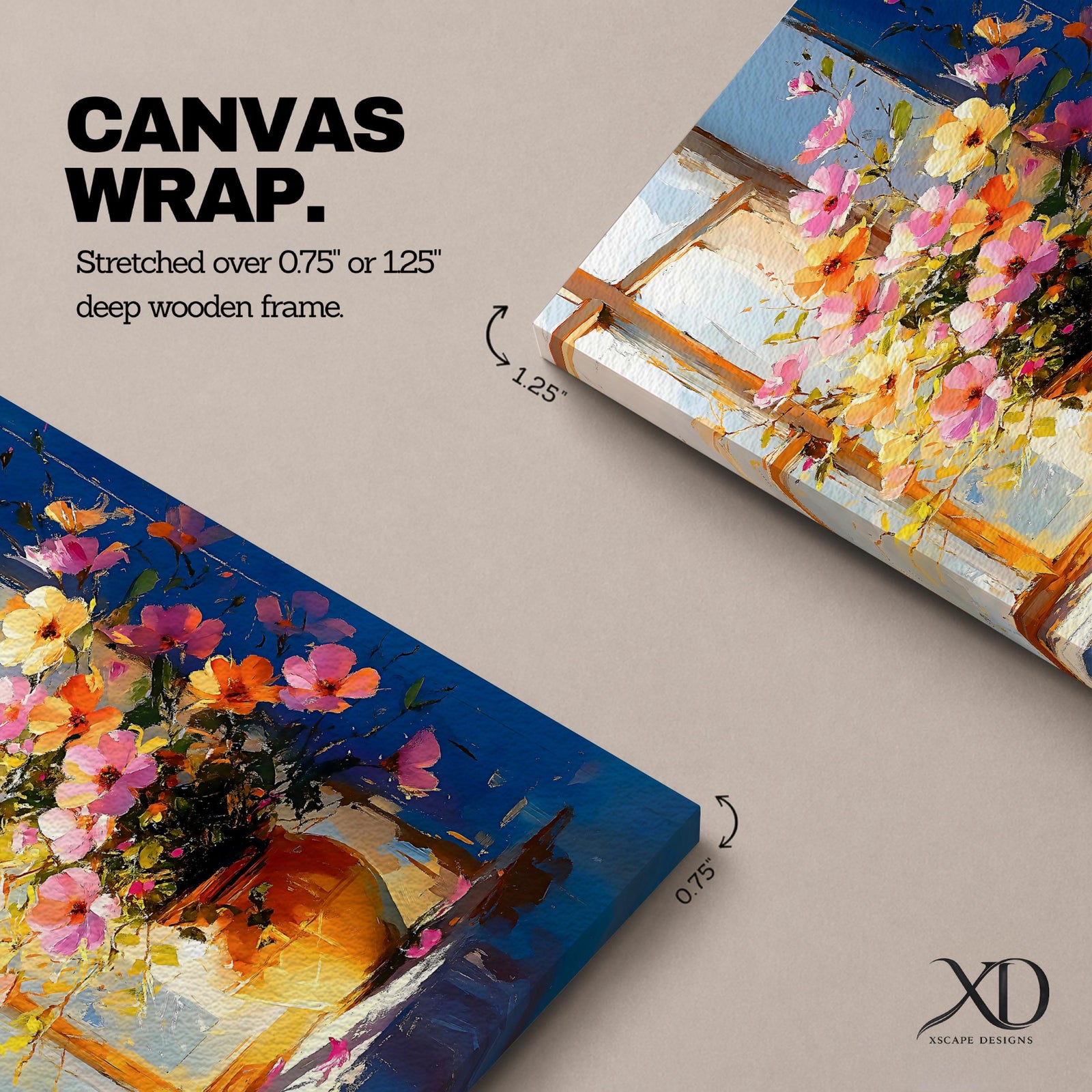 A vibrant floral vase filled with a colorful bouquet of pink, orange, and yellow flowers arranged in an impressionistic style on a windowsill, painted with loose brushstrokes capturing light and shadow in a warm, inviting composition.