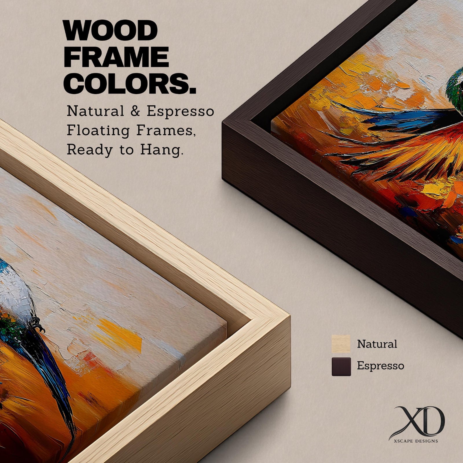 A vibrant impasto style painting of a hummingbird in mid-flight with colorful textured wings and body. The artwork captures the dynamic motion and intricate details of the bird against a warm abstract background, emphasizing wildlife and nature themes in a richly textured animal depiction.