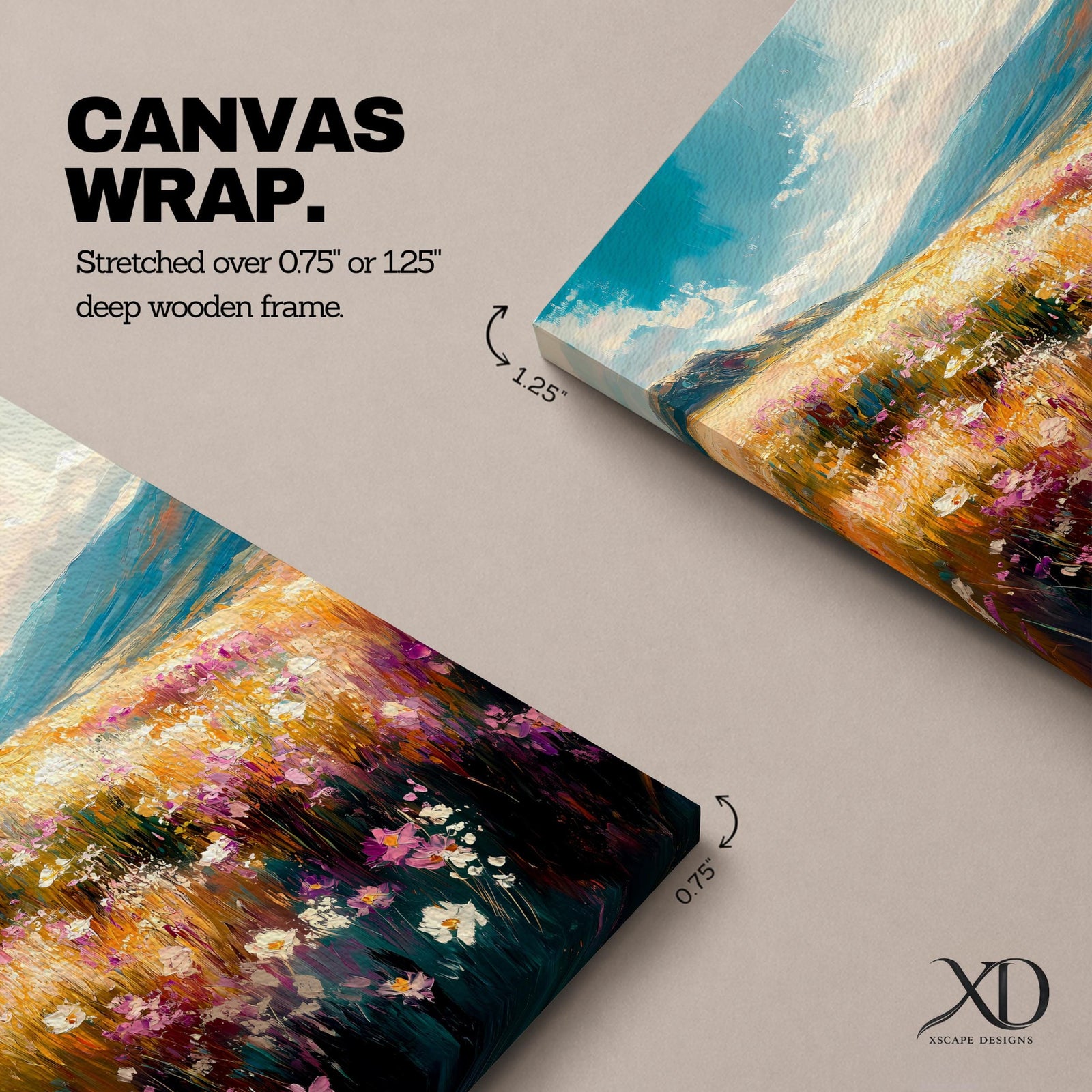 A vibrant wildflower mountain landscape featuring a colorful meadow filled with blooming flowers under a bright sky, painted in a naturalistic style with rich textures and dynamic brushstrokes capturing the beauty of nature and open fields.
