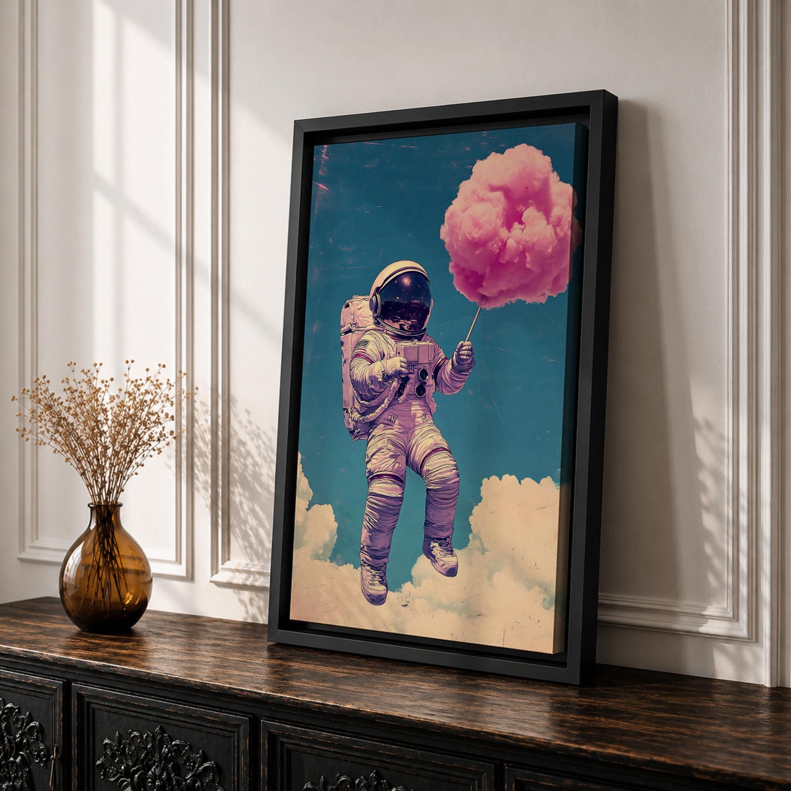 Astronaut Space Wall Art Cotton Candy Fantasy Gift Cloud Kids Nursery Room Home Decor