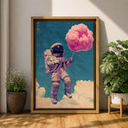 Astronaut Space Wall Art Cotton Candy Fantasy Gift Cloud Kids Nursery Room Home Decor