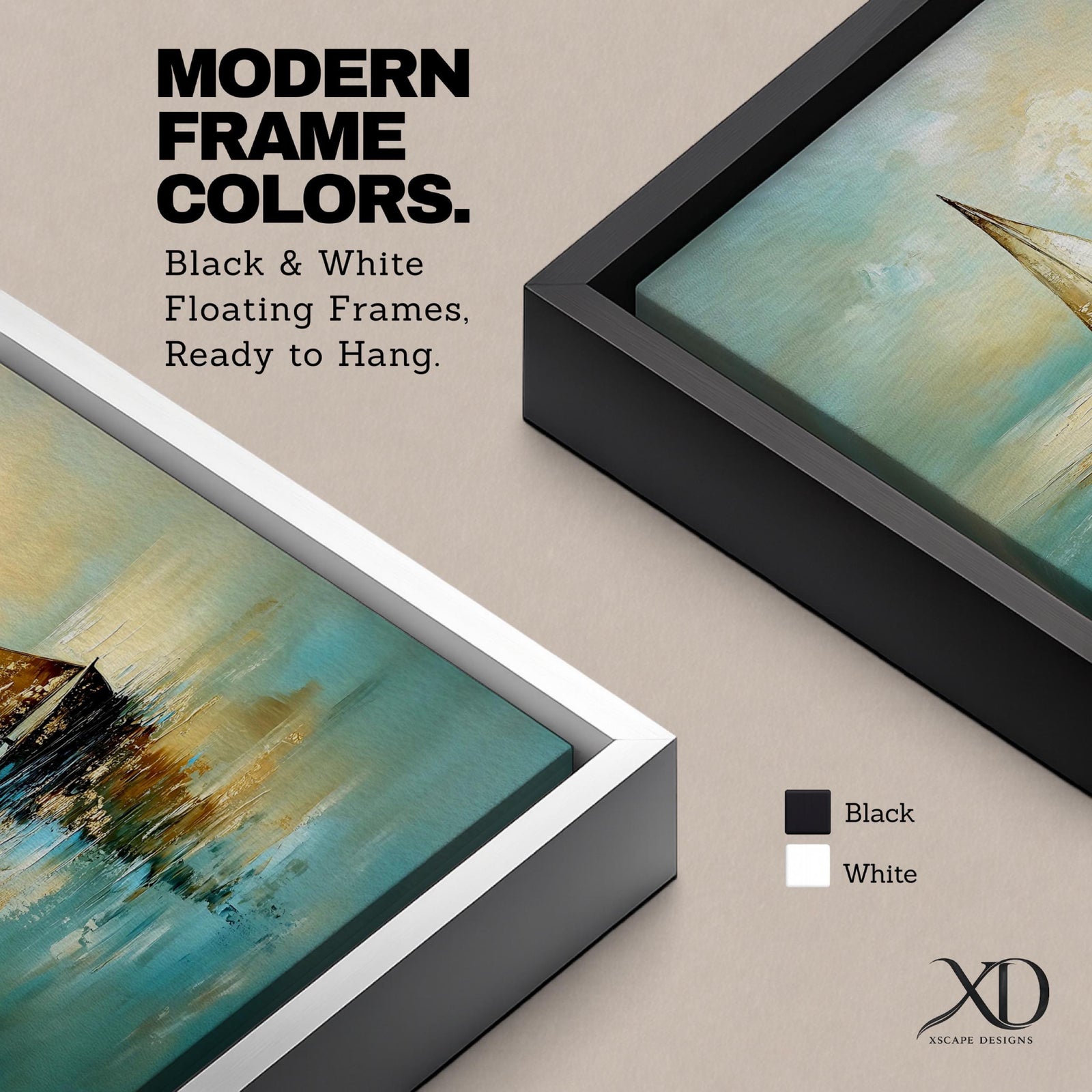 A vintage-style framed canvas painting of a sailboat on calm water with its reflection visible. The artwork features a coastal seascape with soft, blended colors and a nostalgic atmosphere, capturing the serene beauty of a sailboat gently floating on the sea.