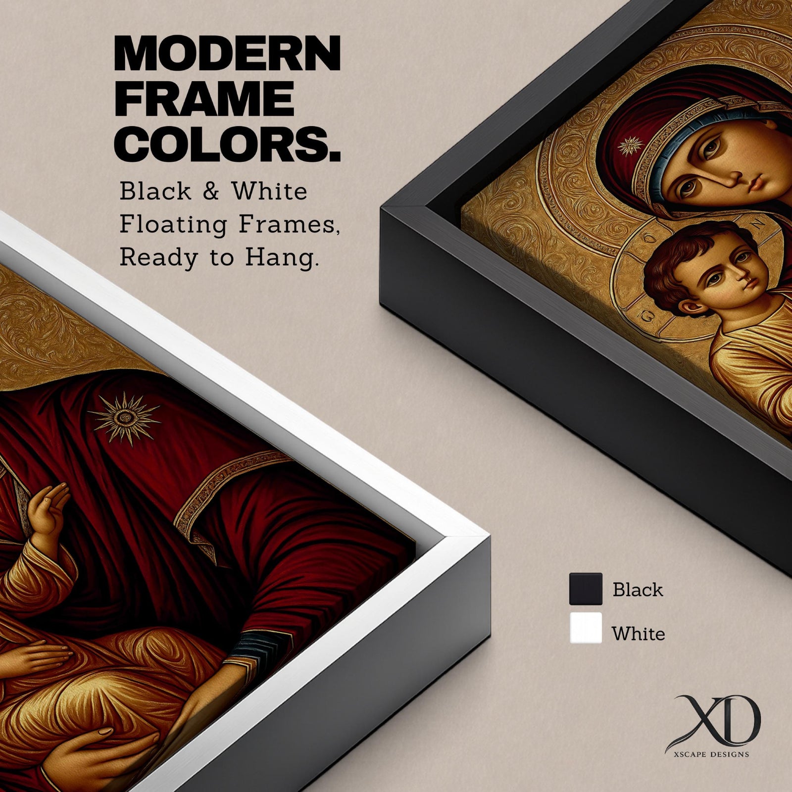 Greek Byzantine icon style illustration of the Virgin Mary holding the Christ Child in a traditional Madonna and Child composition, both figures shown with solemn expressions and golden halos, rendered with stylized lines, rich colors, and sacred symmetry inspired by classic Byzantine Christian iconography.
