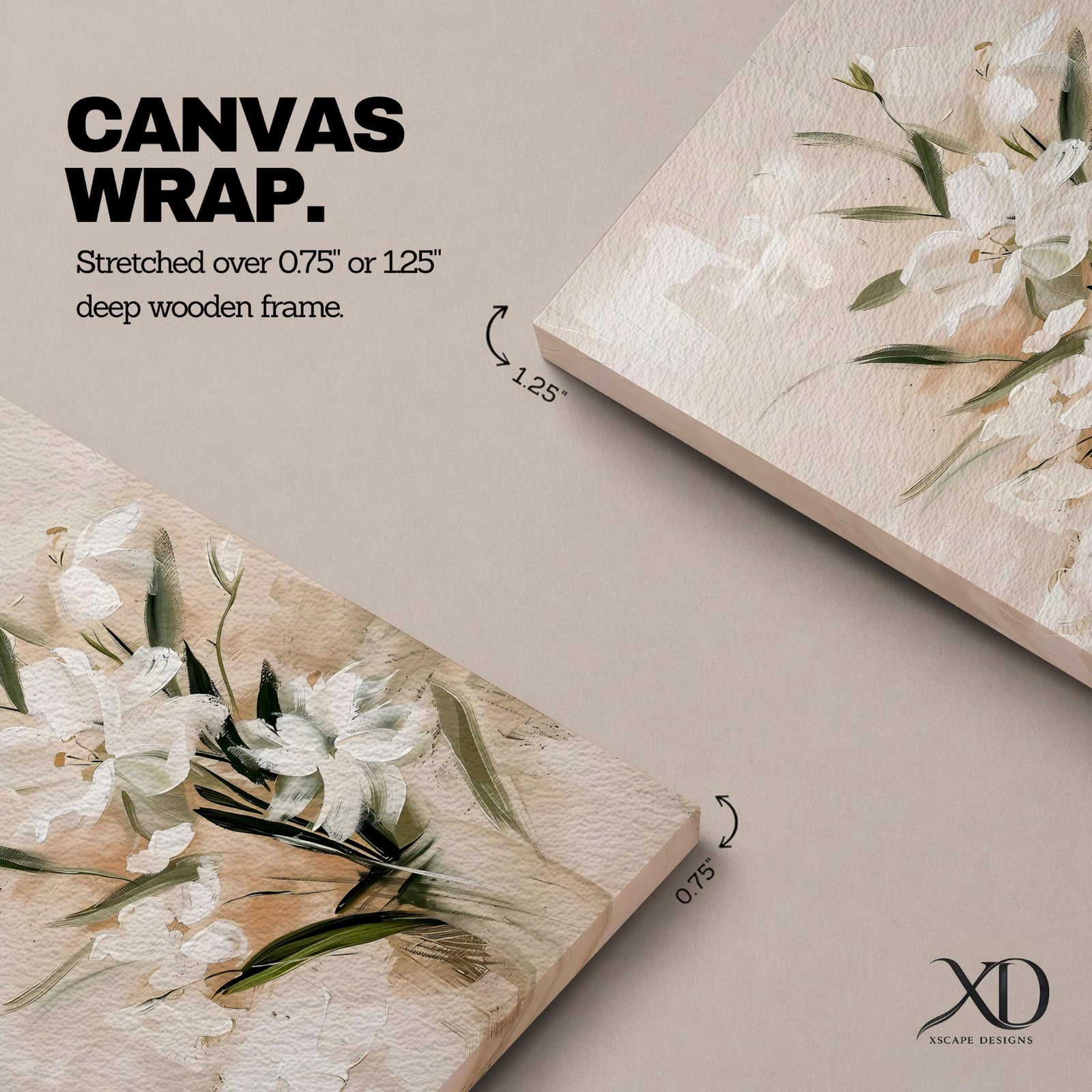 A framed watercolor painting of white lilies arranged in a vase, featuring soft brush strokes and delicate green leaves. The floral composition highlights the natural elegance of Easter lilies with a botanical and cottagecore aesthetic.