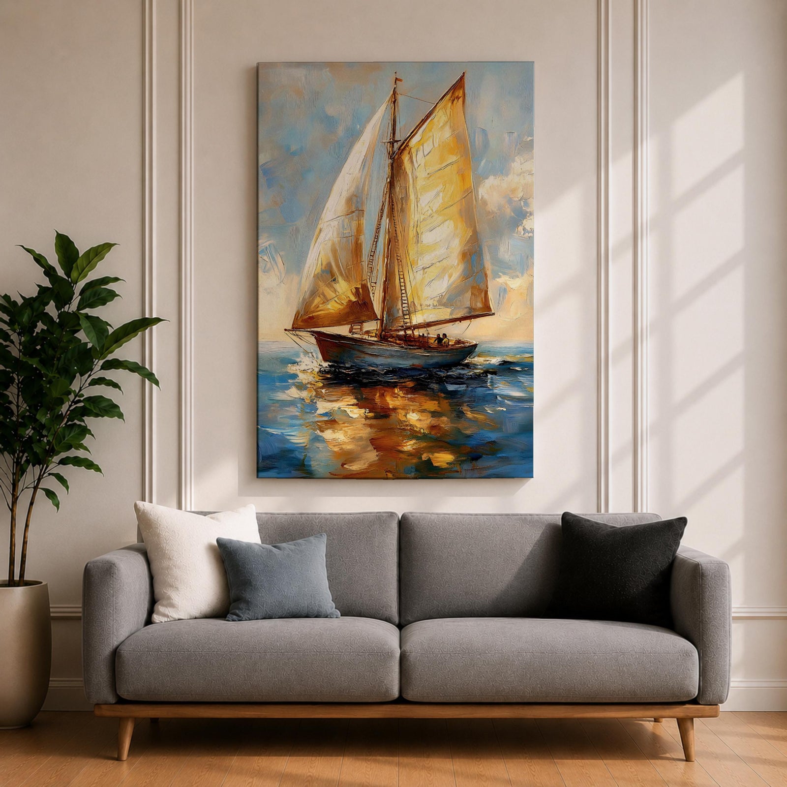 Sailing Boat Nautical Ocean Coastal Wall Art Sailboat Maritime Gift Living Room Home Decor