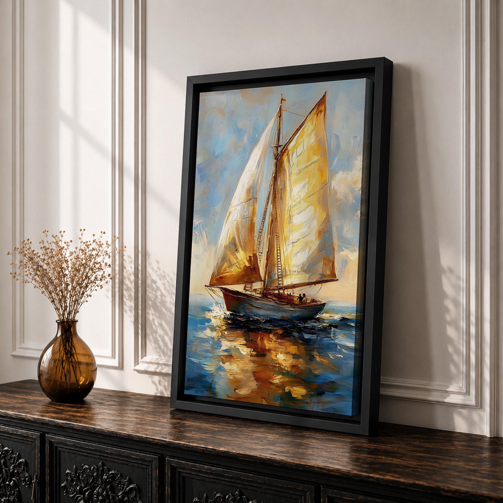 Sailing Boat Nautical Ocean Coastal Wall Art Sailboat Maritime Gift Living Room Home Decor