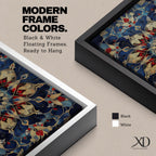 Intricate Islamic geometric mandala pattern featuring symmetrical arabesque floral motifs in deep blue, gold, and red tones arranged in a radial mosaic design, creating an ornate ornamental pattern inspired by traditional Islamic tilework and decorative architecture.